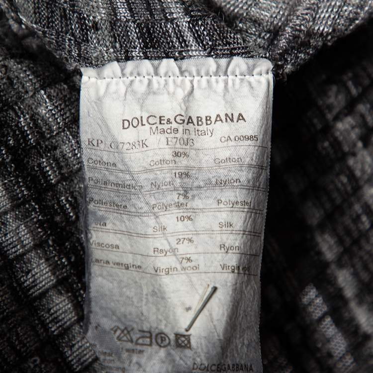 Pre Owned Dolce & Gabbana Grey Striped Ribbed Knit V- Neck Sweater S 