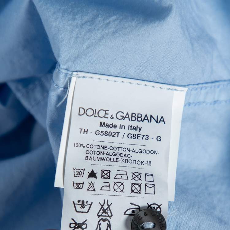 Pre Owned Dolce & Gabbana Sky Blue Cotton Button Front Martini Shirt M 