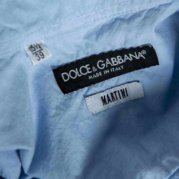 Pre Owned Dolce & Gabbana Sky Blue Cotton Button Front Martini Shirt M 