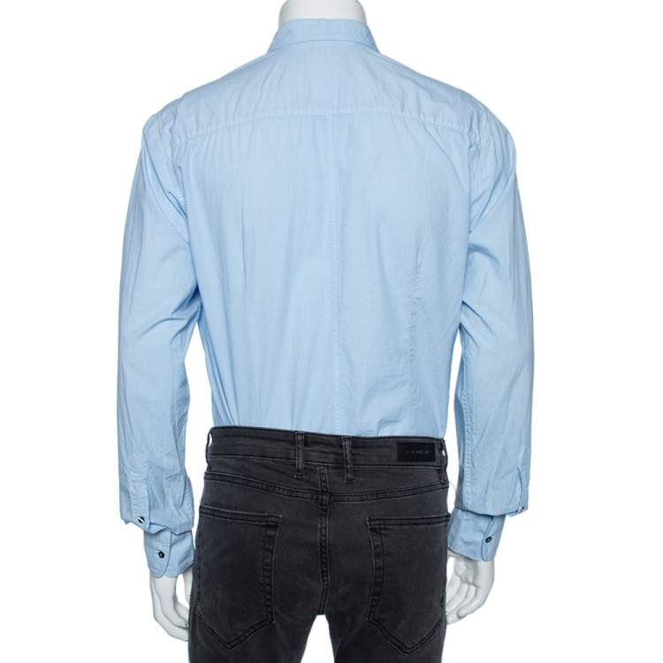 Pre Owned Dolce & Gabbana Sky Blue Cotton Button Front Martini Shirt M 