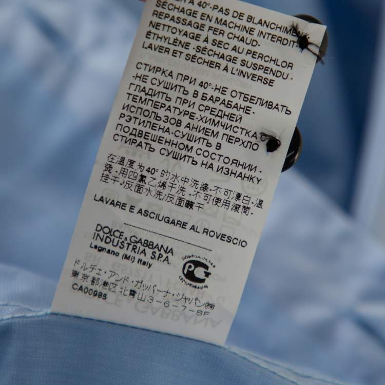 Pre Owned Dolce & Gabbana Light Blue Cotton Button Front Gold Label Shirt M 