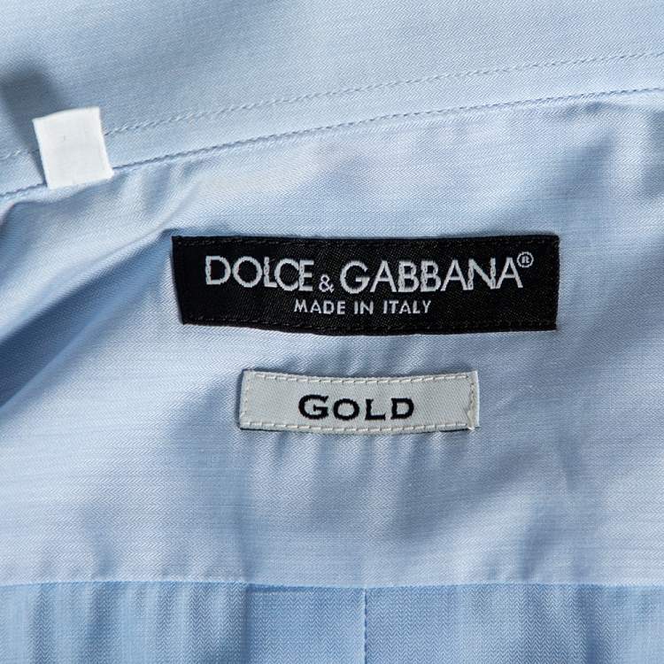 Pre Owned Dolce & Gabbana Light Blue Cotton Button Front Gold Label Shirt M 