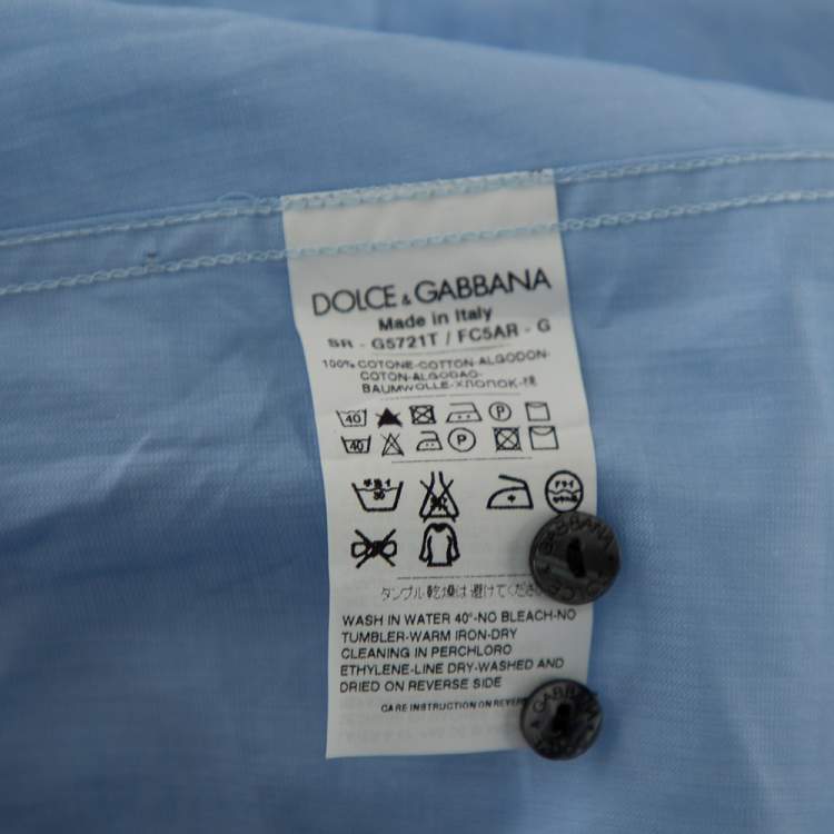Pre Owned Dolce & Gabbana Light Blue Cotton Button Front Gold Label Shirt M 