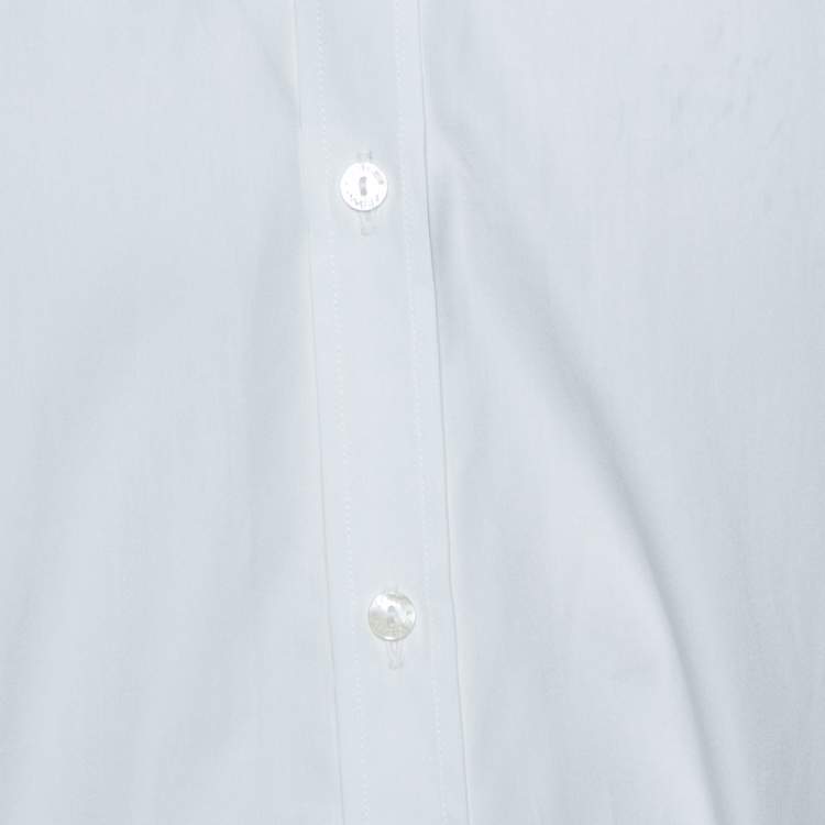 Pre Owned Dolce & Gabbana White Cotton Button Front Gold Label Shirt M 