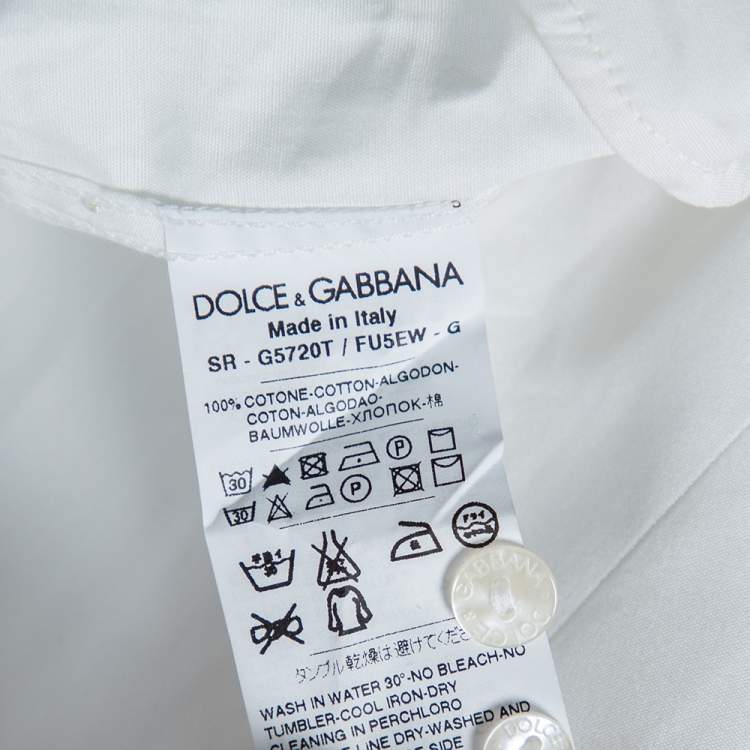 Pre Owned Dolce & Gabbana White Cotton Button Front Gold Label Shirt M 