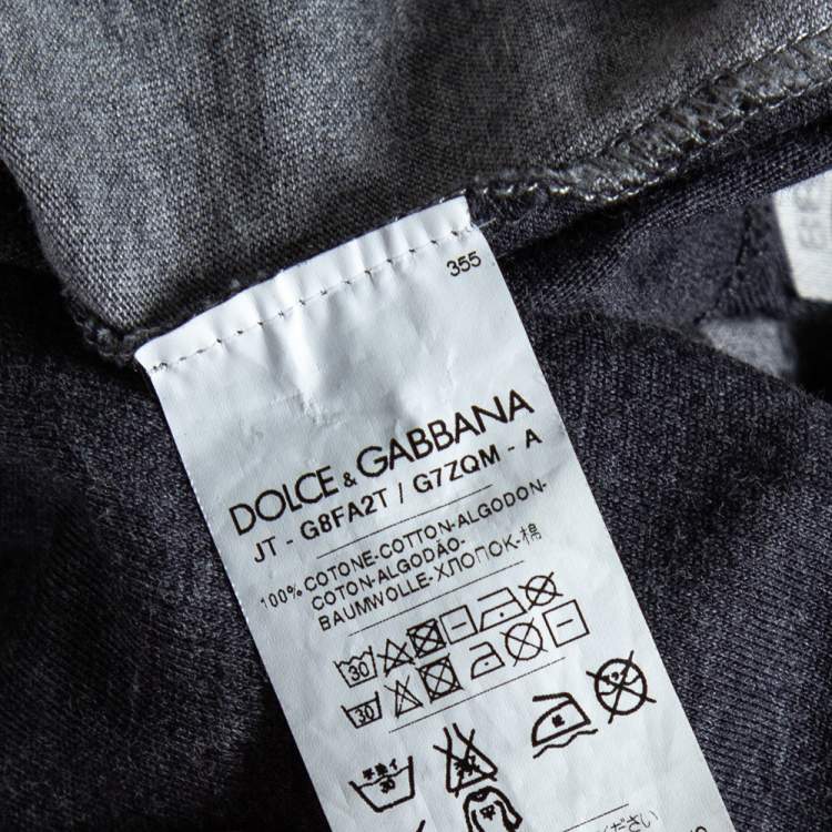 Pre Owned Dolce & Gabbana Dark Grey Norman King Print Cotton T-Shirt XXL 