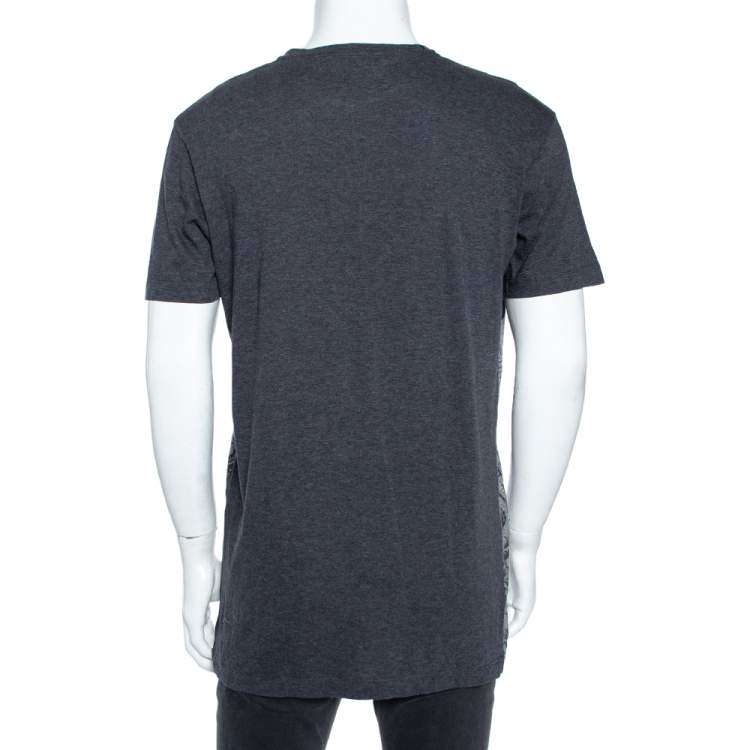 Pre Owned Dolce & Gabbana Dark Grey Norman King Print Cotton T-Shirt XXL 
