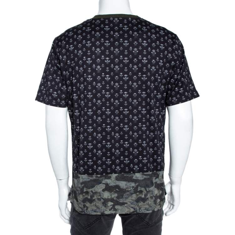 مملوكة مسبقًا Dolce & Gabbana Tricolored Cotton Camo Bee Crown Print T-Shirt L 