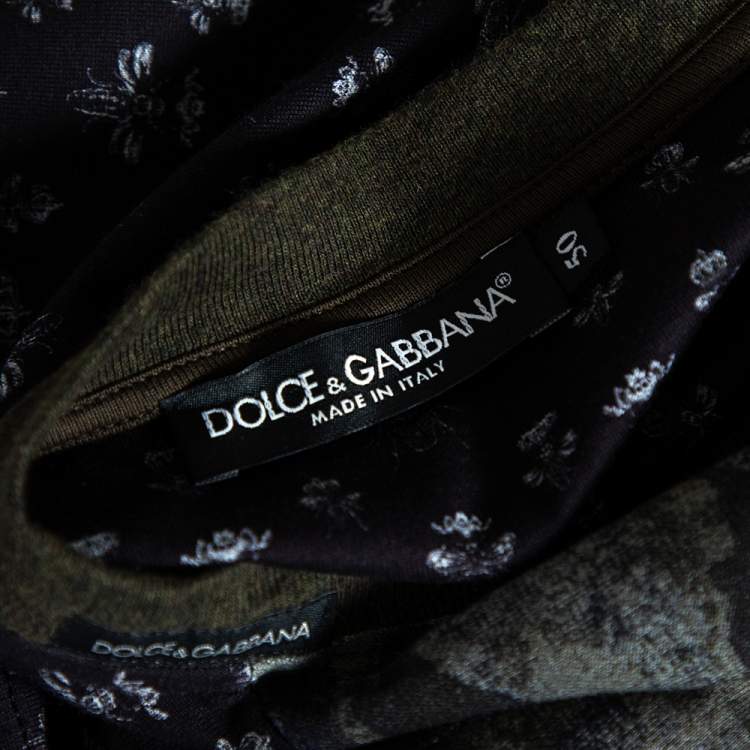 مملوكة مسبقًا Dolce & Gabbana Tricolored Cotton Camo Bee Crown Print T-Shirt L 