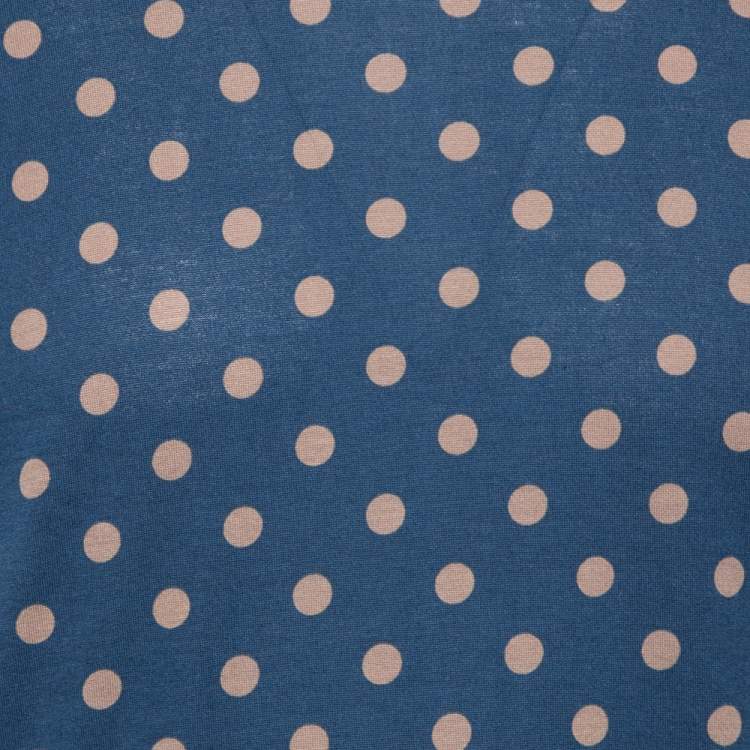 مملوكة مسبقًا Dolce & Gabbana Navy Blue Cotton Polka Dot Crew Neck XL 