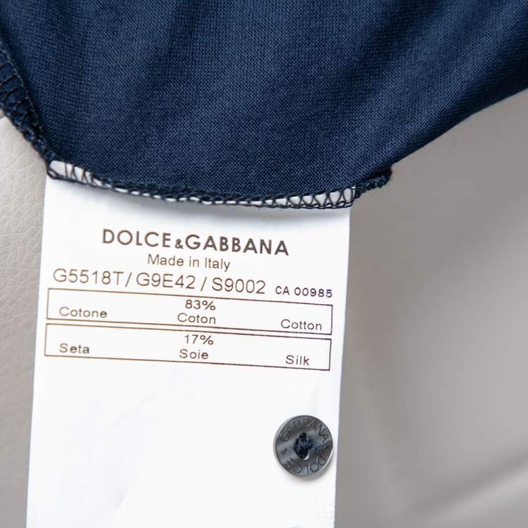 Pre Owned Dolce & Gabbana Navy Blue Cotton Contrast Collar and Cuff Shirt L