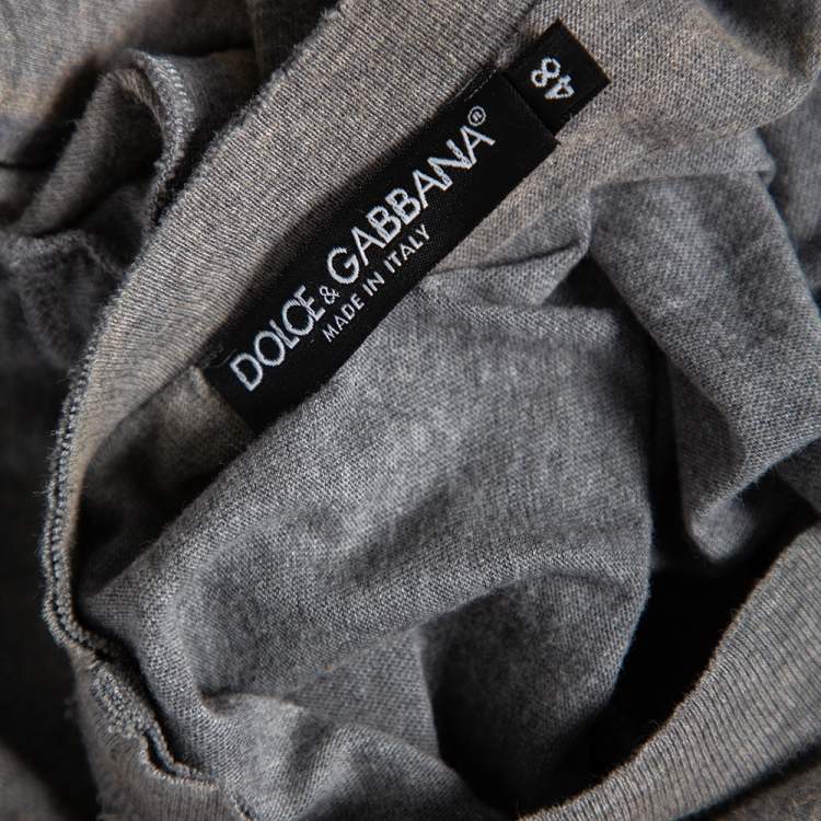 Pre Owned Dolce & Gabbana Grey Cotton Muddy Effect Printed T-Shirt M