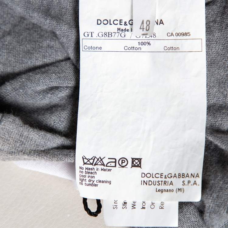 Pre Owned Dolce & Gabbana Grey Cotton Muddy Effect Printed T-Shirt M