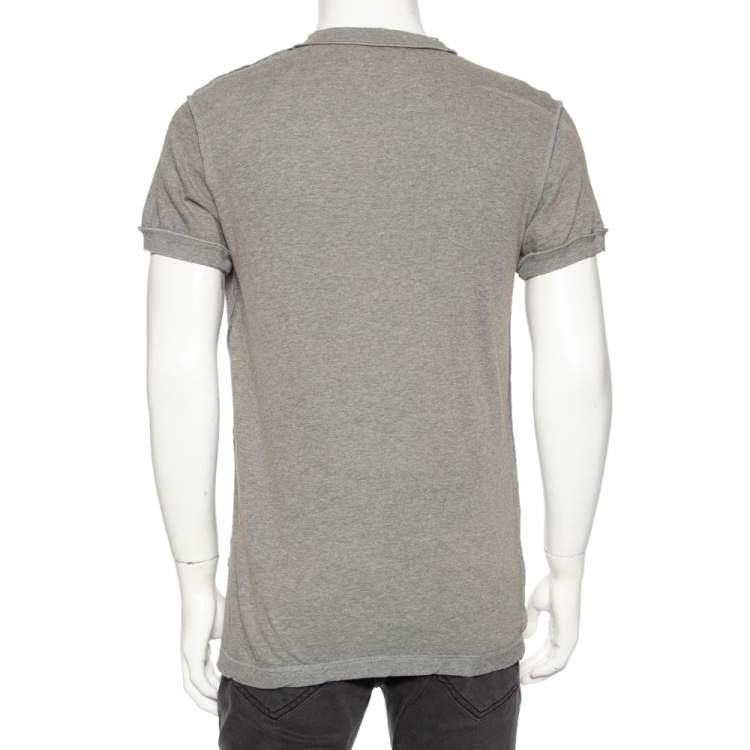 Pre Owned Dolce & Gabbana Grey Cotton Muddy Effect Printed T-Shirt M