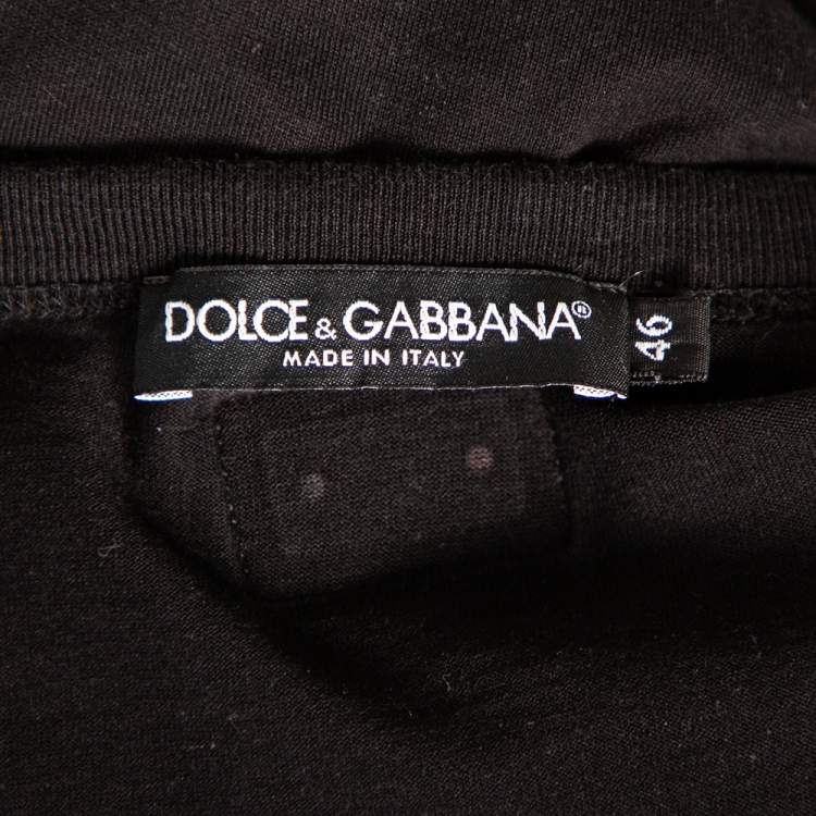 Pre Owned Dolce & Gabbana Black Cotton Jersey V Neck T-Shirt S