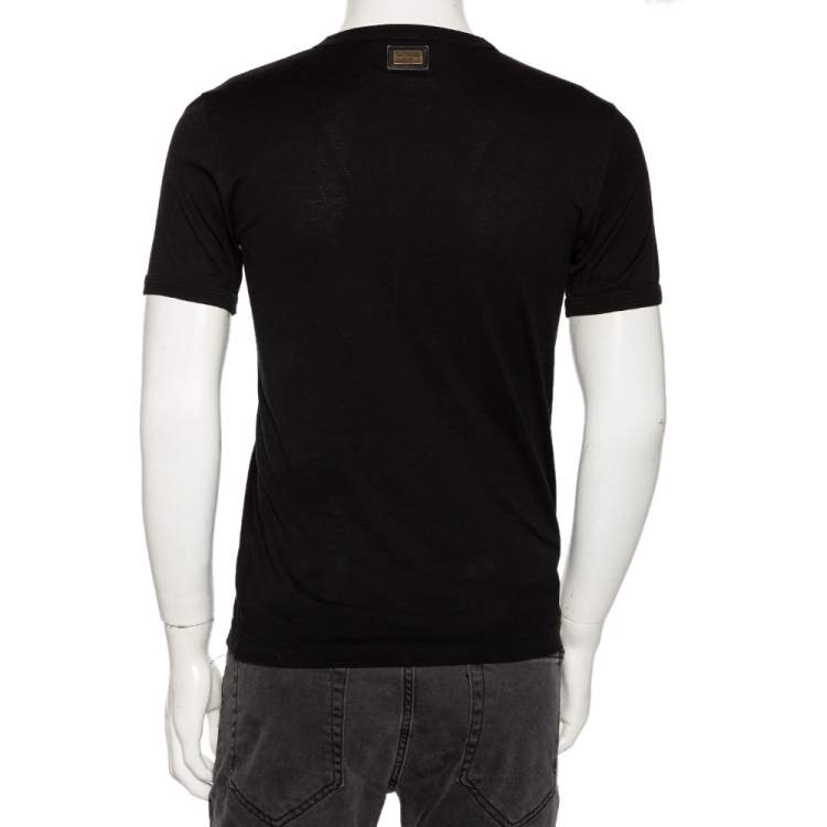 Pre Owned Dolce & Gabbana Black Cotton Jersey V Neck T-Shirt S