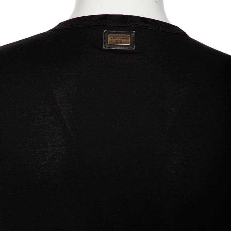 Pre Owned Dolce & Gabbana Black Cotton Jersey V Neck T-Shirt S