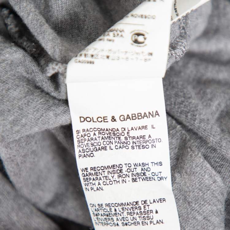Pre Owned Dolce & Gabbana Grey Cotton Boxe Napoli V Neck T Shirt M