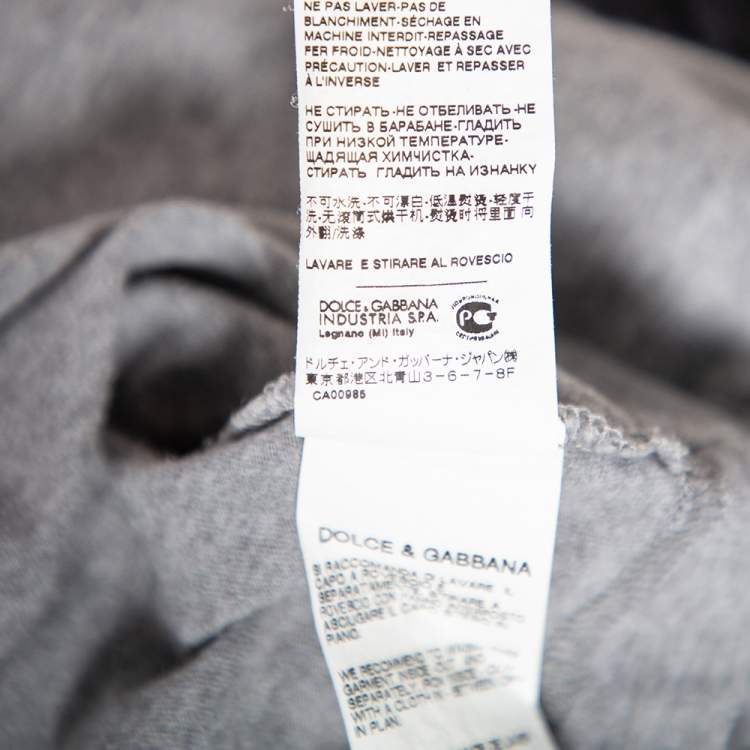 Pre Owned Dolce & Gabbana Grey Cotton Boxe Napoli V Neck T Shirt M