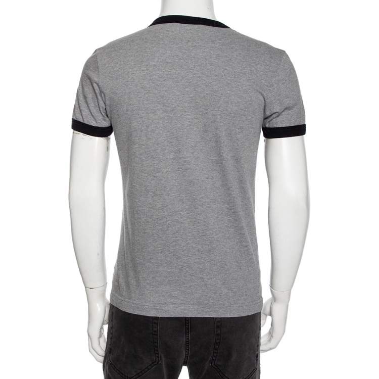 Pre Owned Dolce & Gabbana Grey Cotton Boxe Napoli V Neck T Shirt M