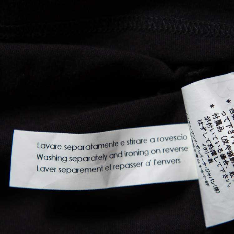 Pre Owned Dolce & Gabbana Black Cotton Printed V-Neck T-Shirt M