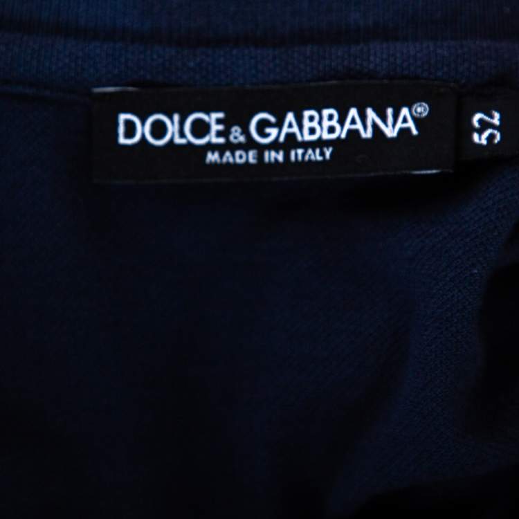 Pre Owned Dolce & Gabbana Navy Blue Cotton Pique Polo T-Shirt XL