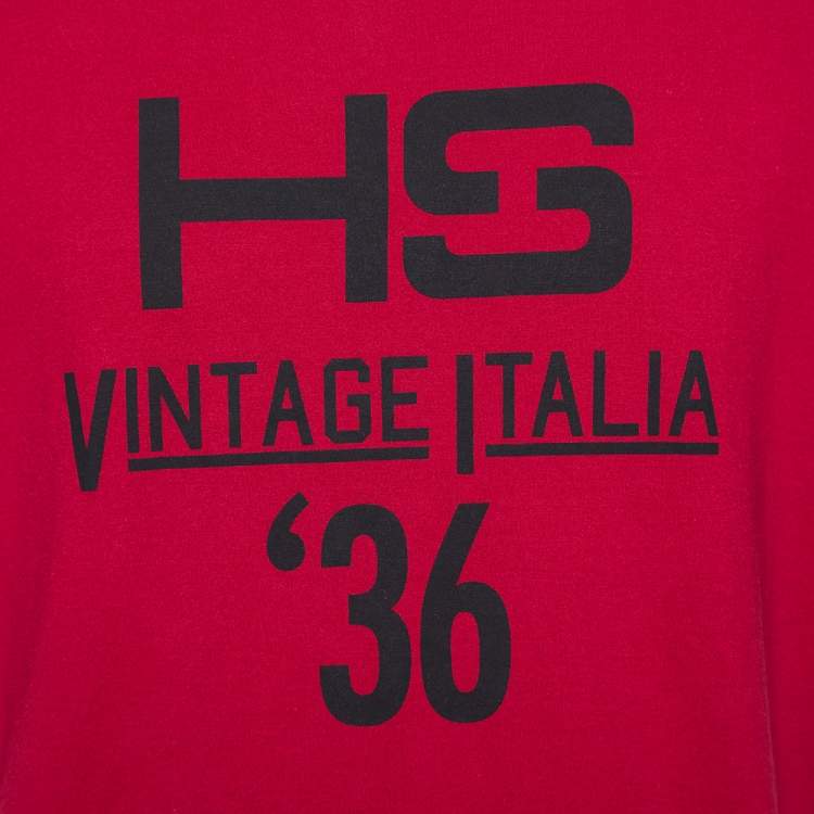 Pre Owned Dolce & Gabbana Red Jersey Printed Round Neck T-Shirt L 