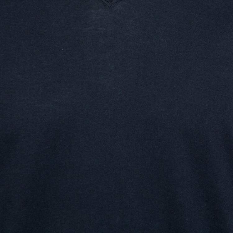Pre Owned Dolce & Gabbana Navy Blue Jersey Contrast Trim Detail T-Shirt L 