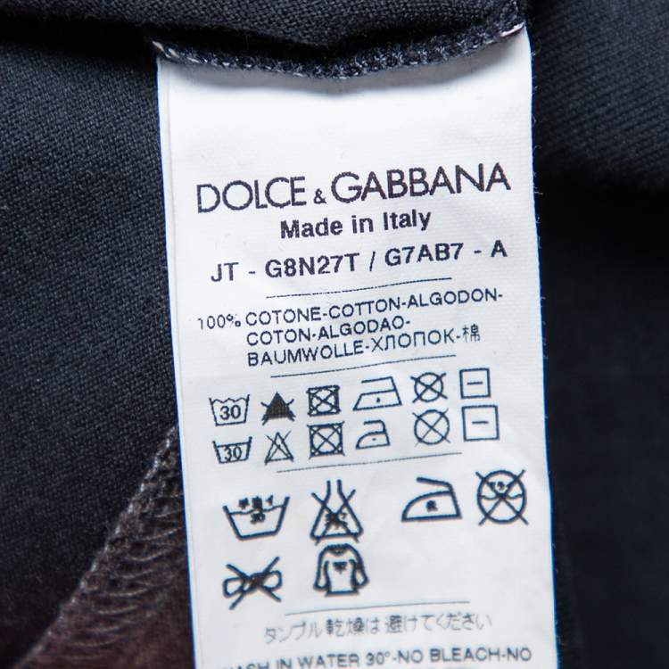 Pre Owned Dolce & Gabbana Navy Blue Jersey Contrast Trim Detail T-Shirt L 