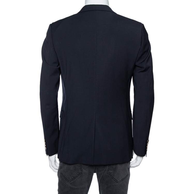 Pre Owned Dolce & Gabbana Navy Blue Wool Single Breasted Brad Blazer M