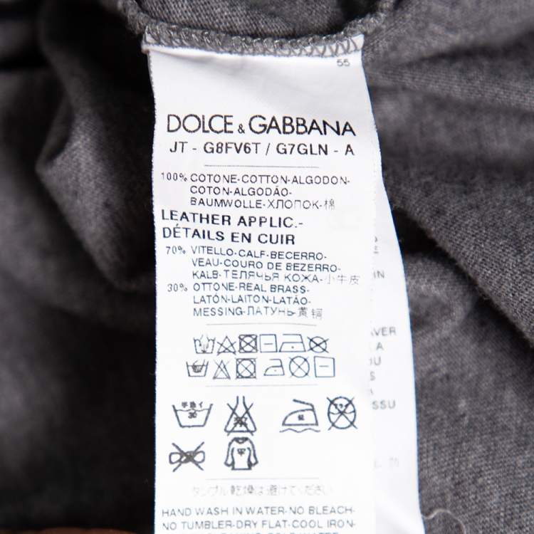 Pre Owned Dolce & Gabbana Grey Cotton V Neck T-Shirt S