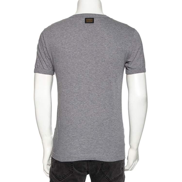 Pre Owned Dolce & Gabbana Grey Cotton V Neck T-Shirt S