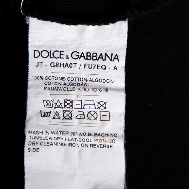 Pre Owned Dolce & Gabbana Black Cotton V-Neck Short Sleeve T-Shirt M