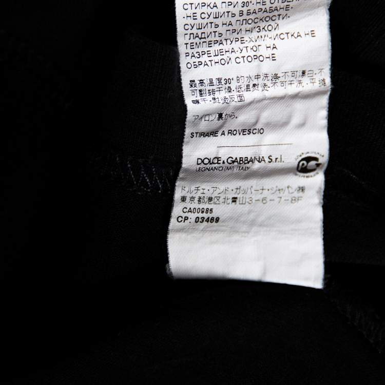 Pre Owned Dolce & Gabbana Black Cotton V-Neck Short Sleeve T-Shirt M