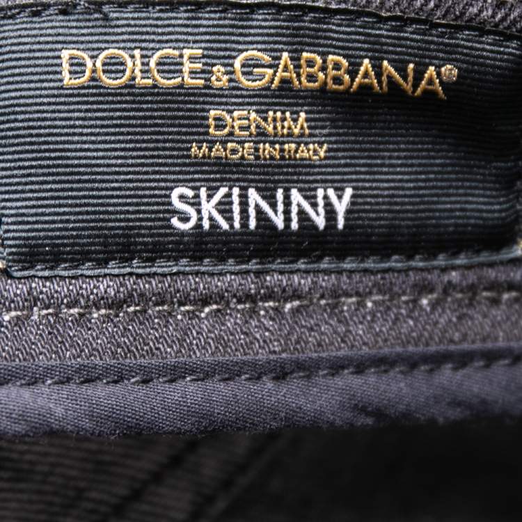 Pre Owned Dolce & Gabbana Grey Distressed Denim Skinny Jeans M