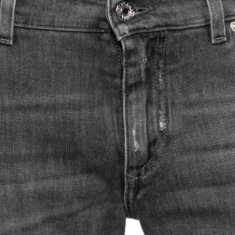 Pre Owned Dolce & Gabbana Grey Distressed Denim Skinny Jeans M