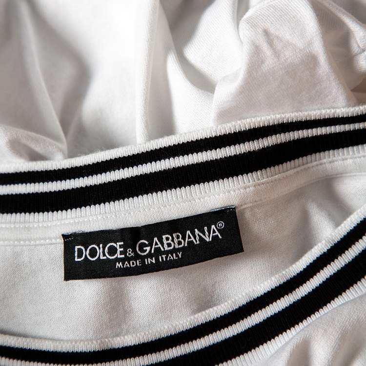 Pre Owned Dolce & Gabbana White Panda Printed Cotton Crewneck T-Shirt L