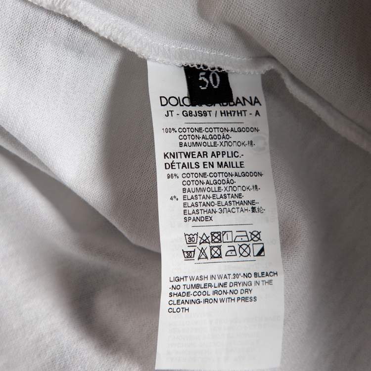 Pre Owned Dolce & Gabbana White Panda Printed Cotton Crewneck T-Shirt L