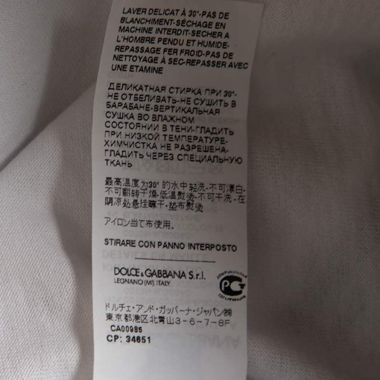 Pre Owned Dolce & Gabbana White Panda Printed Cotton Crewneck T-Shirt L