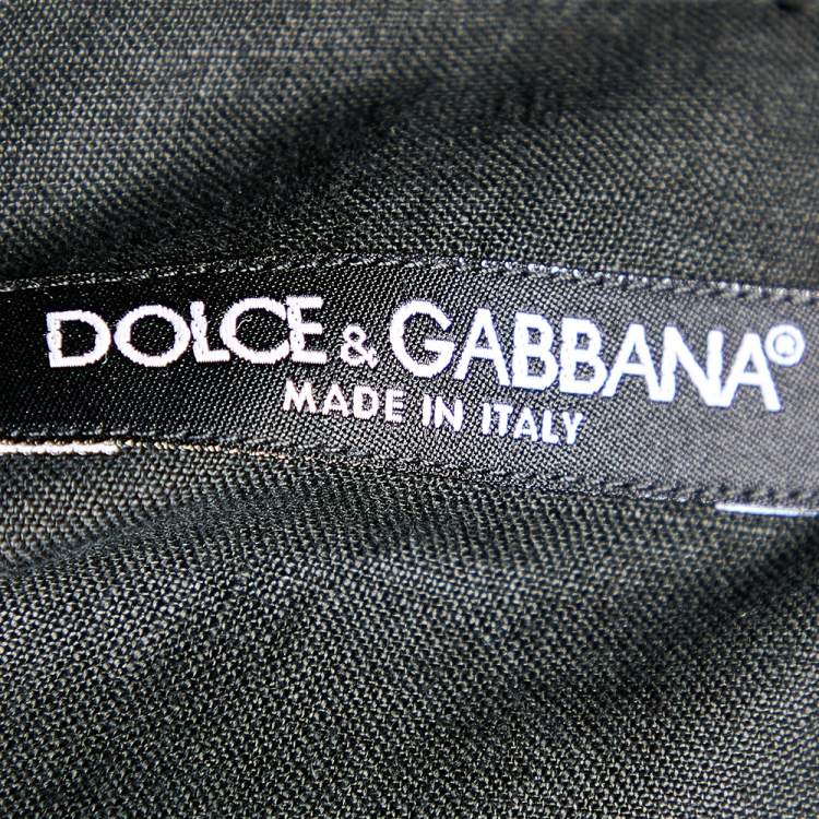 Pre Owned Dolce & Gabbana Black Linen Button Front Shirt L 