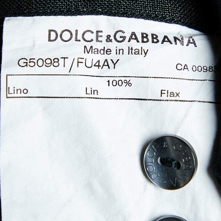 Pre Owned Dolce & Gabbana Black Linen Button Front Shirt L 