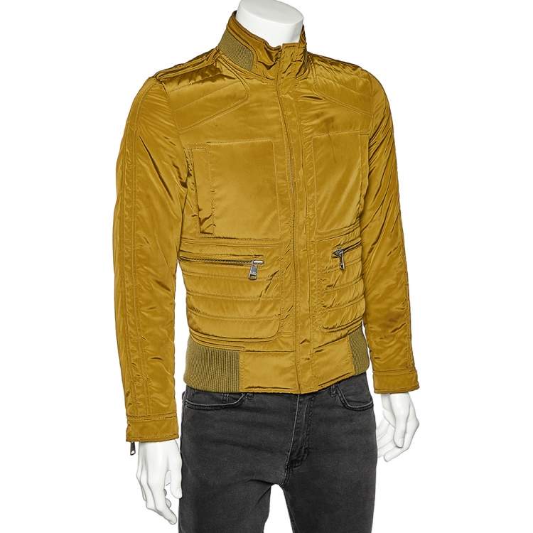 Pre Owned Dolce & Gabbana Olive Green Synthetic Zip Front Jacket XS