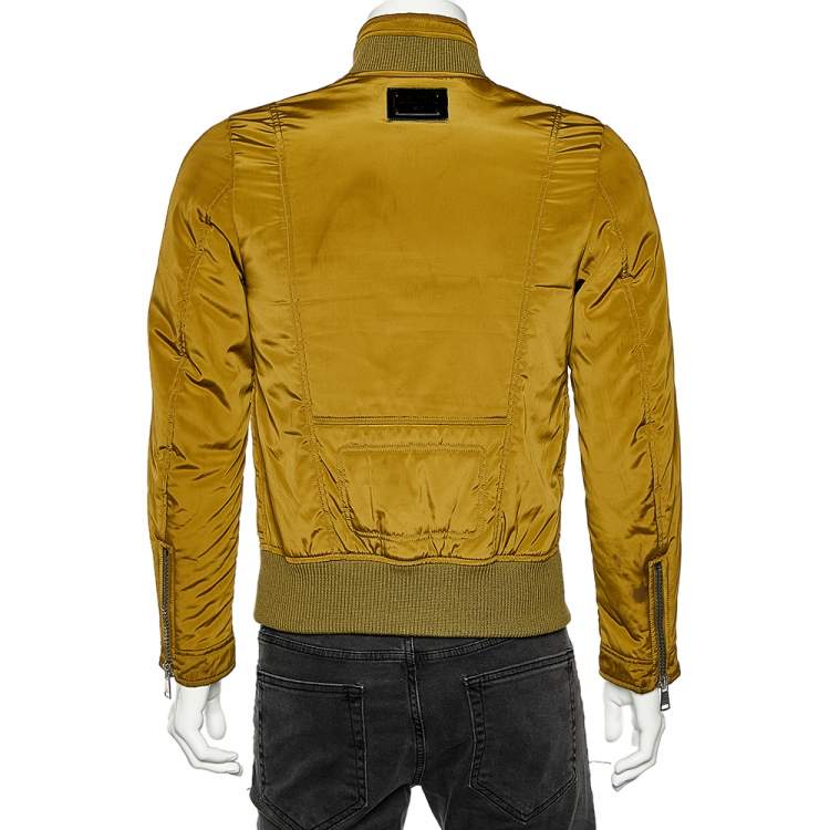 Pre Owned Dolce & Gabbana Olive Green Synthetic Zip Front Jacket XS