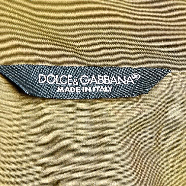 Pre Owned Dolce & Gabbana Olive Green Synthetic Zip Front Jacket XS