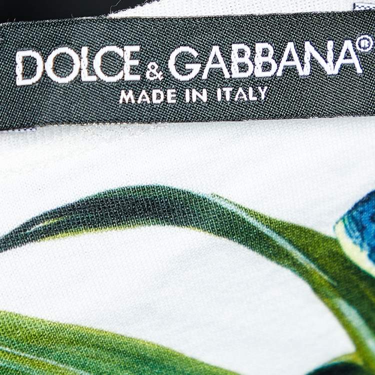 Pre Owned Dolce & Gabbana White Palermo Tropical Printed Cotton Crewneck T-Shirt M
