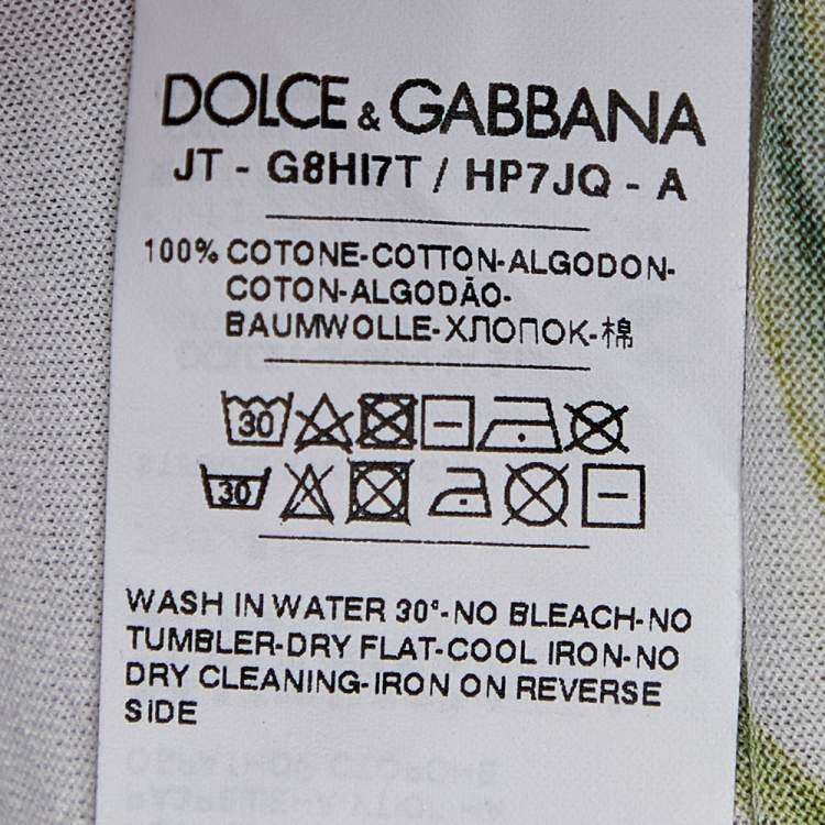 Pre Owned Dolce & Gabbana White Palermo Tropical Printed Cotton Crewneck T-Shirt M