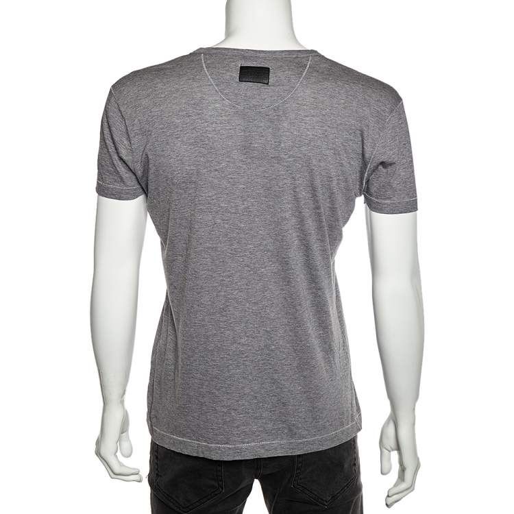 Pre Owned Dolce & Gabbana Grey Cotton V-Neck T-Shirt M