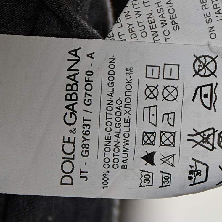 Pre Owned Dolce & Gabbana Grey Cotton V-Neck T-Shirt M