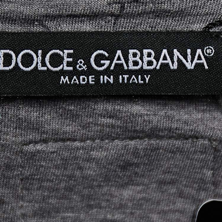 Pre Owned Dolce & Gabbana Grey Cotton V-Neck T-Shirt M
