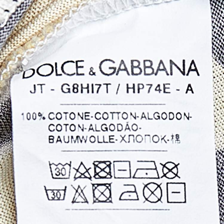 Pre Owned Dolce & Gabbana Yellow Graffiti Printed Cotton Crewneck T-Shirt M